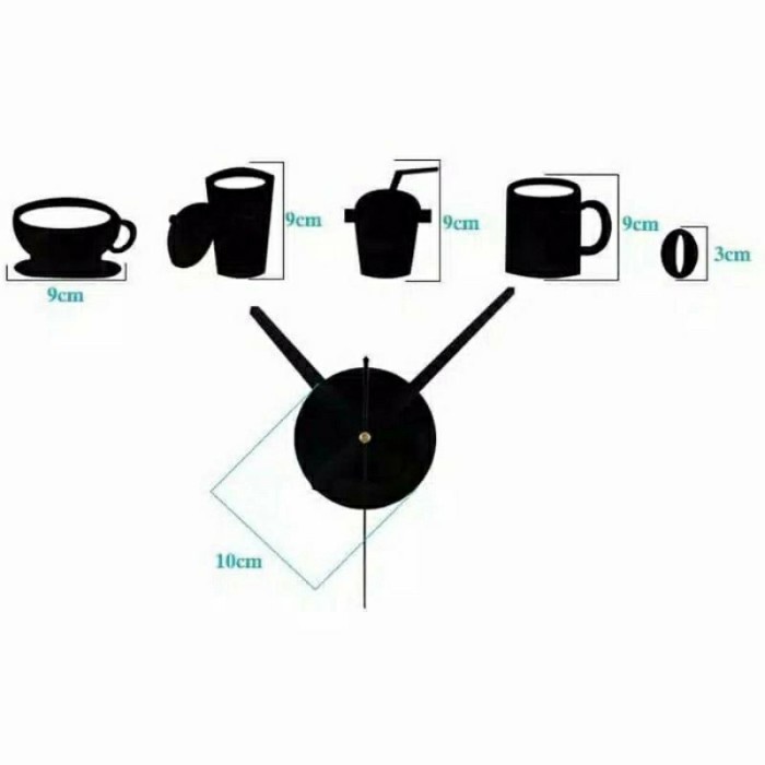 Jam Dinding Dekorasi Model Kopi DIY Coffe Big Wall Clock Grosir