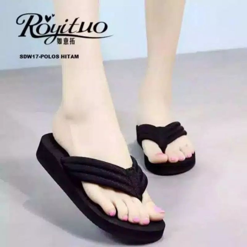 QZ - Sandal Spon Jepit Santai 3cm Polos MC 03