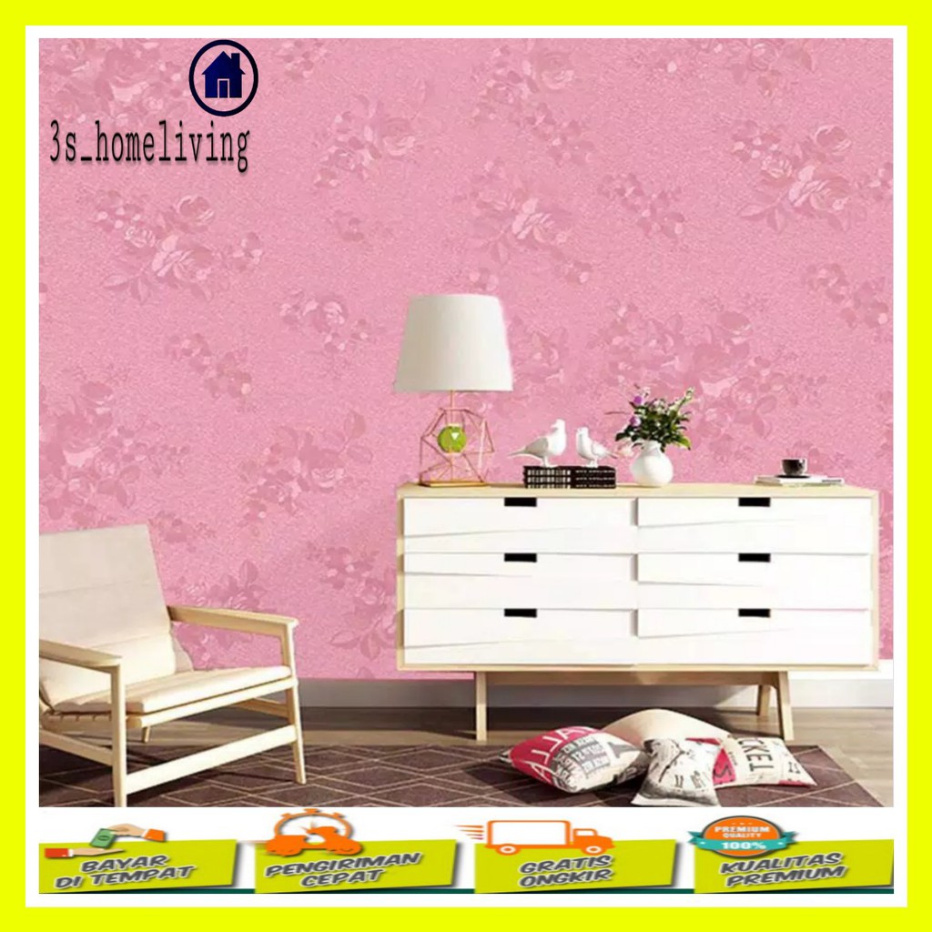 (COD) Wallpaper Dinding Embos Pink / Wallpaper / Wallpaper Embos Timbul / Wallpaper Pink 500