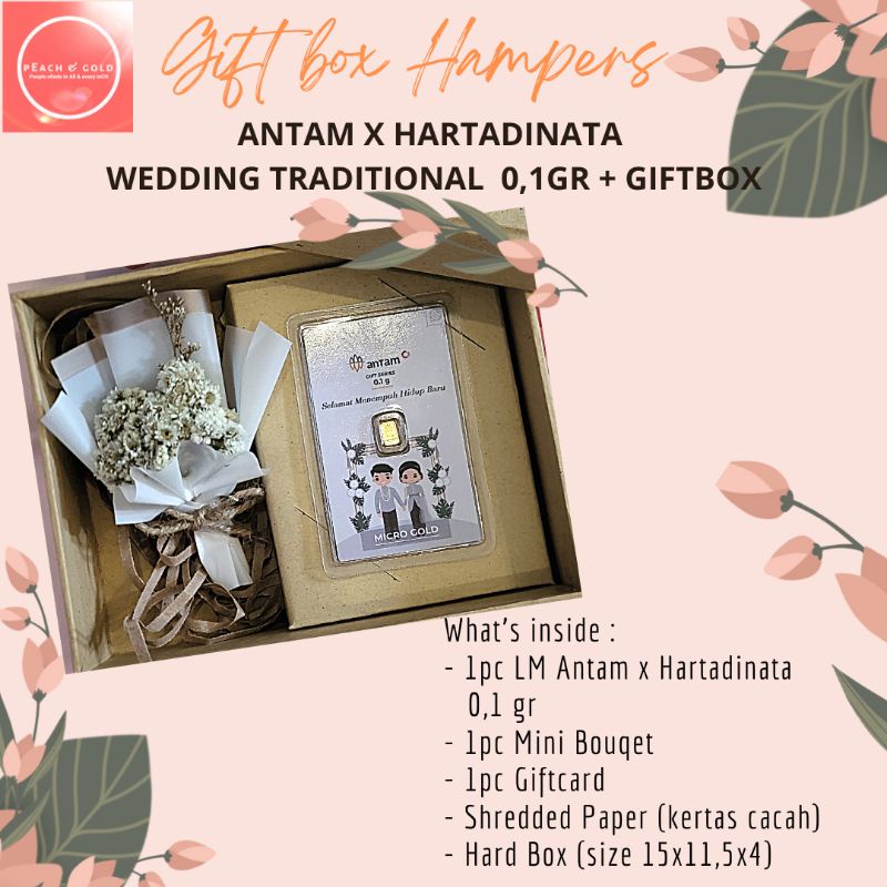 Hampers Antam Hartadinata Wedding Traditional 0,1gr/Gift/Kado/Souvenir/Logam Mulia/Emas Mini/Antam/M