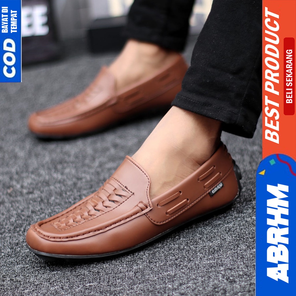 Sepatu Formal Full Hitam Pantofel Kerja Kantor Pria Original Abrhm Morits