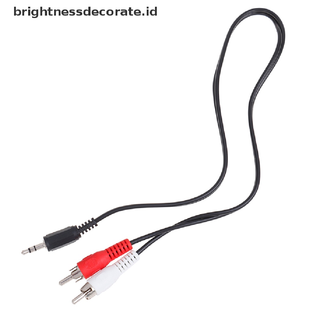 (birth) Kabel adapter jack audio 3.5mm Ke 2 RCA male stereo ohono Untuk speaker