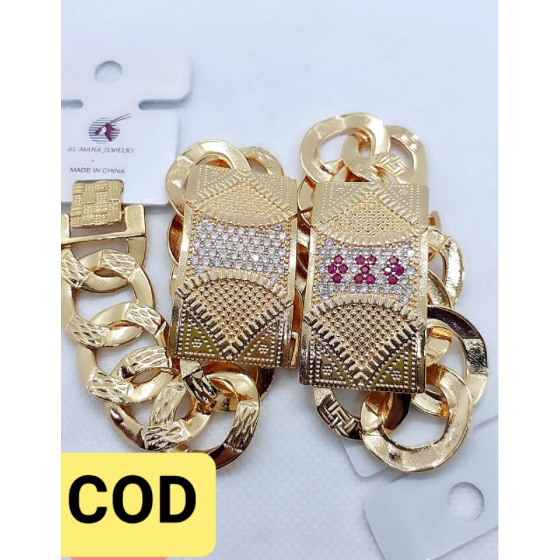 Gelang Xuping Lapis Emas 24K Rantai Plat Super Mewah .