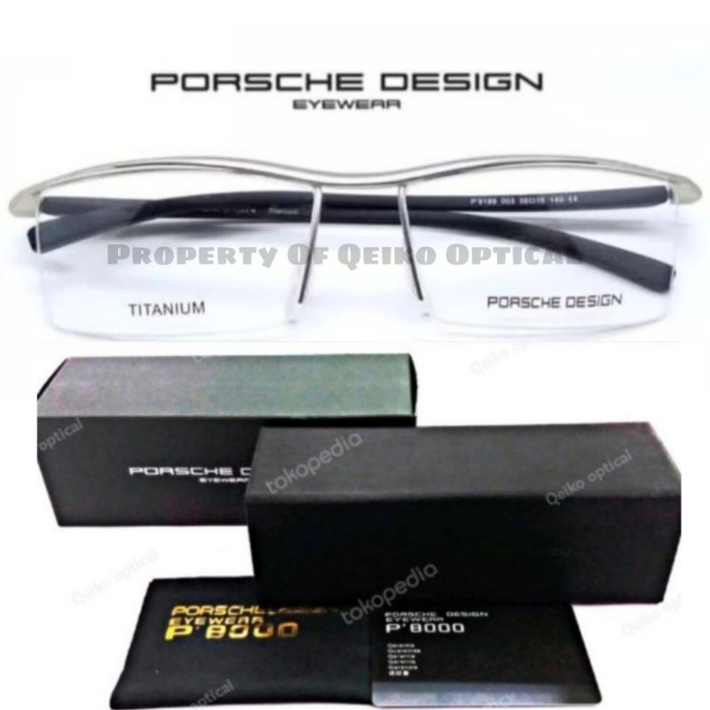 Frame Kacamata Pria Titanium Half Porsche Design P8189s56 C8 Matte Silver - Original