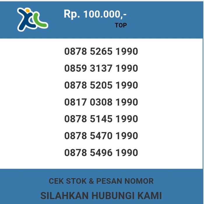 Nomor cantik XL murah tahun lahir 1990 XL dan AXIS T5888-100