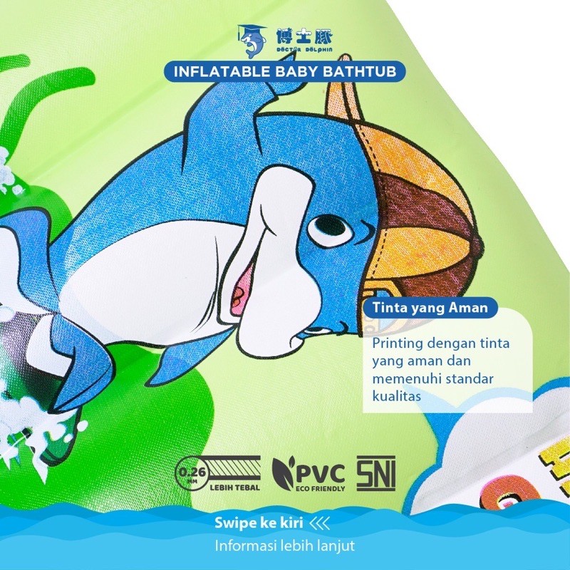 DOCTOR DOLPHIN Inflatable Baby BATHUB Free Pompa - Bak Mandi Tiup - Kolam Mandi Bayi