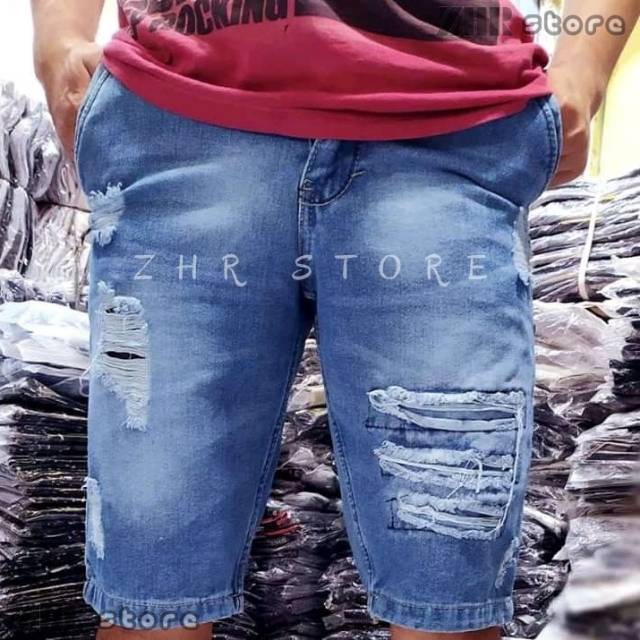 COD Celana  pendek pria Jeans  cowok sobek  Shopee Indonesia