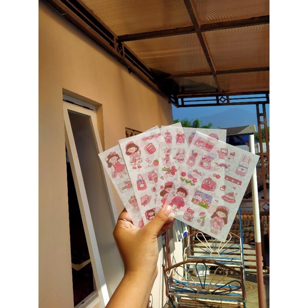 

[Canaya] Sticker Sheet The Age of Pink Innocence || Sticker Kertas Kisscut Cute|| bujo || Deco || Aesthetic || Journal || Dekorasi ||Pink