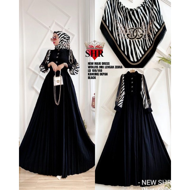 Ready Gamis SHR ORI + Hijab // Dress SHR Zebra