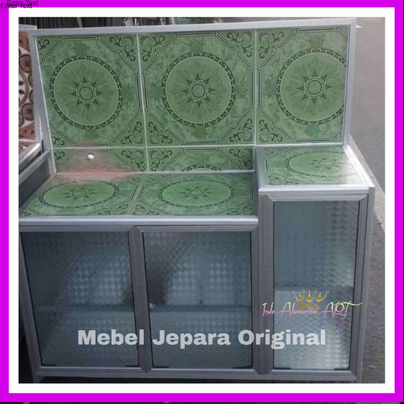 Meja Kompor - Lemari Rak Piring Bahan Alumunium Kaca