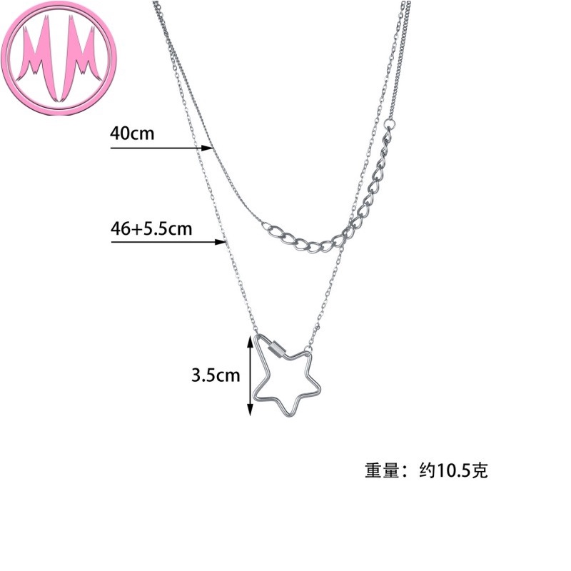 MORYMOSHI N1304 Kalung Star 2 Lapis Wanita Titanium Stainless Anti Karat Anti Luntur Fashion Korea