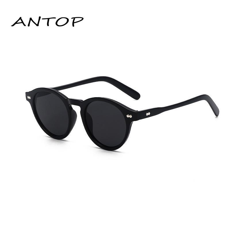 Korean Design Retro Bingkai Bulat Kecil  Kacamata Hitam Wanita pria Sunglasses ANTOP