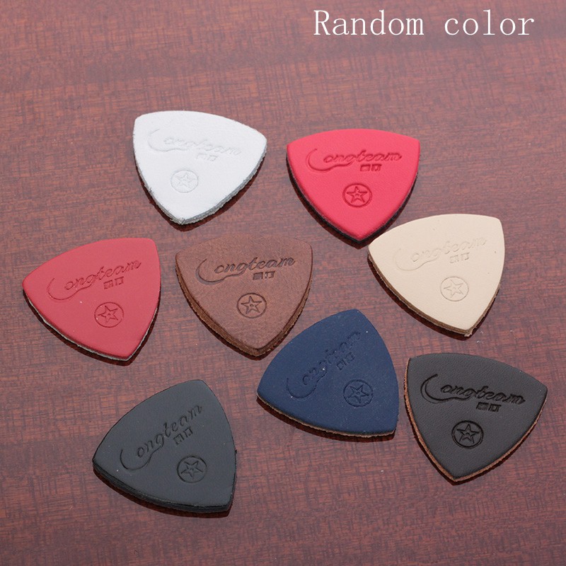 3pcs / lot Pick Gitar Ukulele Bahan Kulit Sapi Ukuran 3mm Warna-Warni