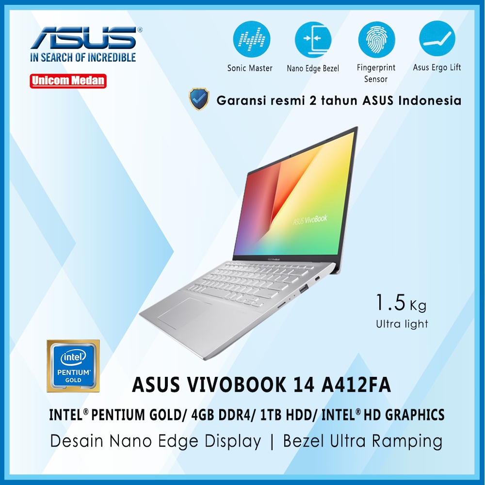 ASUS Vivobook A412FA [Intel Pentium Gold 5405U/ 4GB DDR4/ 1TB HDD]
