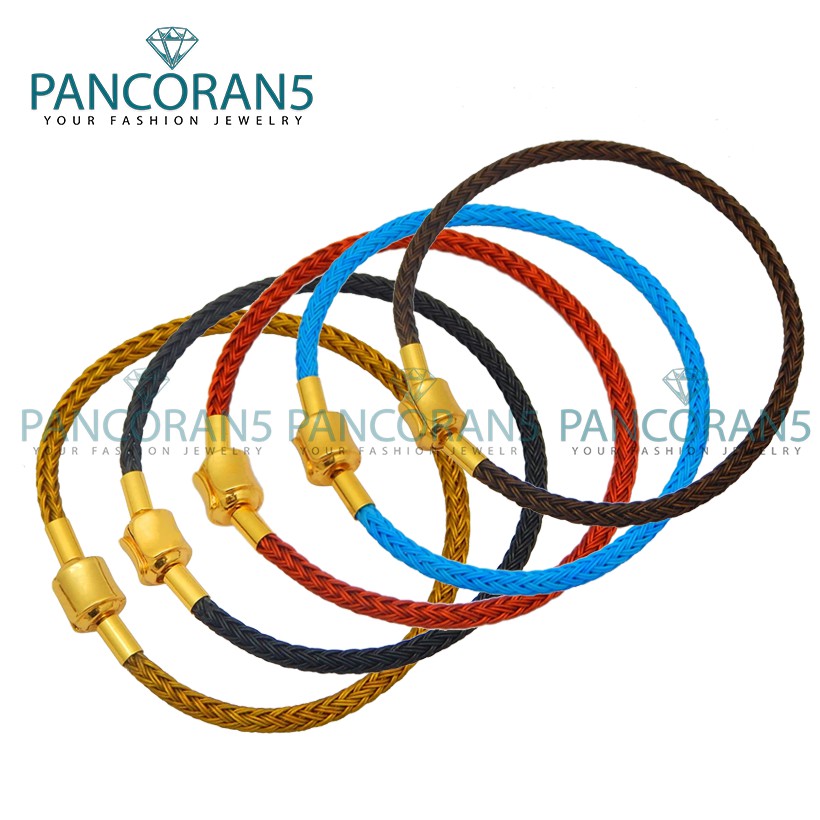 Gelang Tali Kawat Anti Air Waterproof Kunci Gold