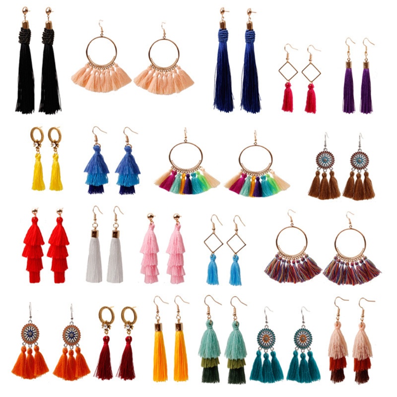 SIY  20 Pairs Tassel Earrings Bohemian Tassel Earring Long Layered Dangle Earrings