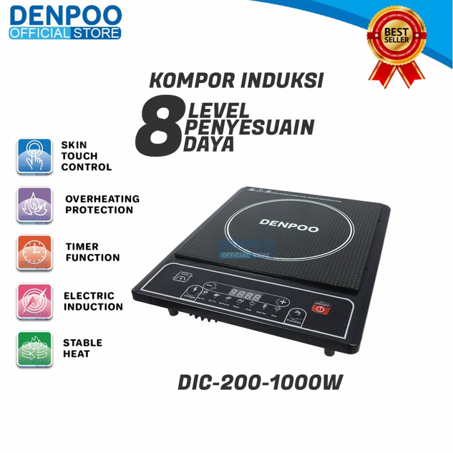 DENPOO KOMPOR LISTRIK INDUKSI PUSH BUTTON LOWWATT DIC200 dic-200 1000