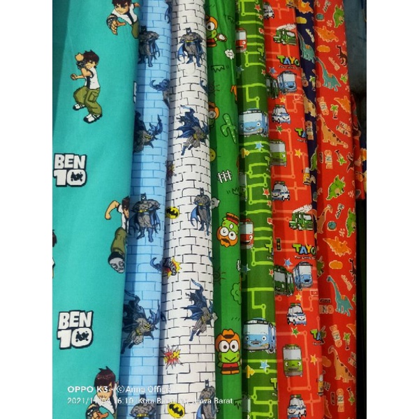 Kain bahan sprei , piyama , gorden motif karakter anak laki laki
