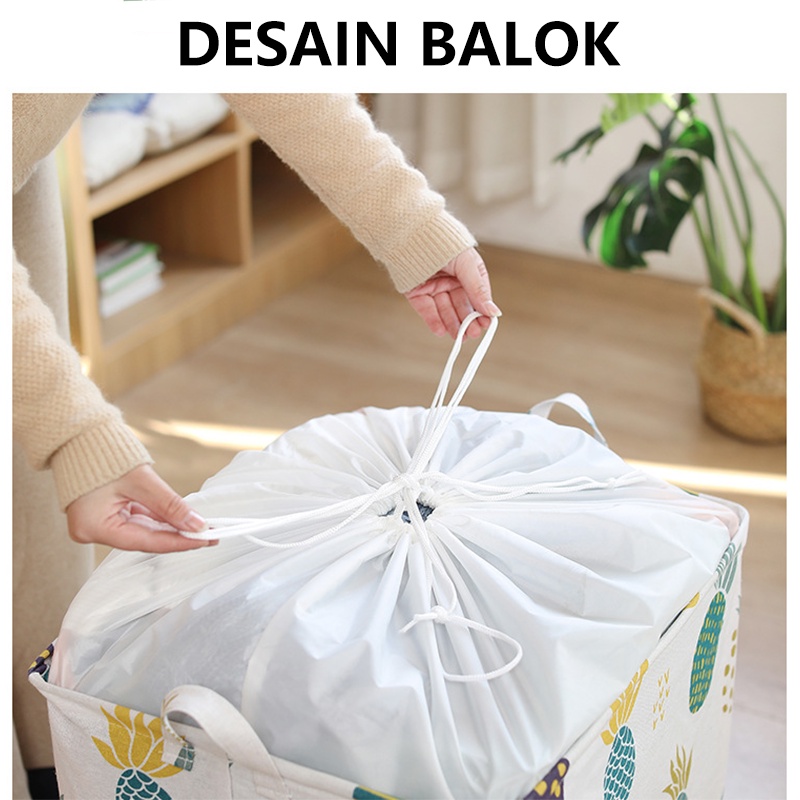 Storage Bag  Jumbo 100 Liter  Mainan Anak Baju Tempat Pakaian Keranjang  Penutup Serut Bag