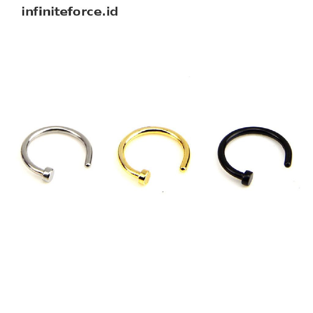 14pcs / Set Cincin Tindik Hidung Bentuk C Aksen Berlian Imitasi Untuk Wanita