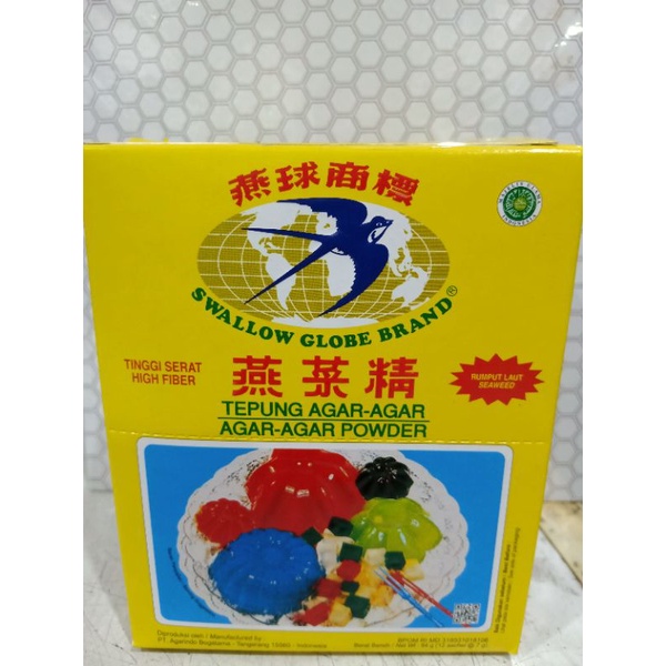 

SWALLOW GLOBE BAND TEPUNG AGAR-AGAR WARNA PLAIN 84GR 1BOX / 12 SACHETS