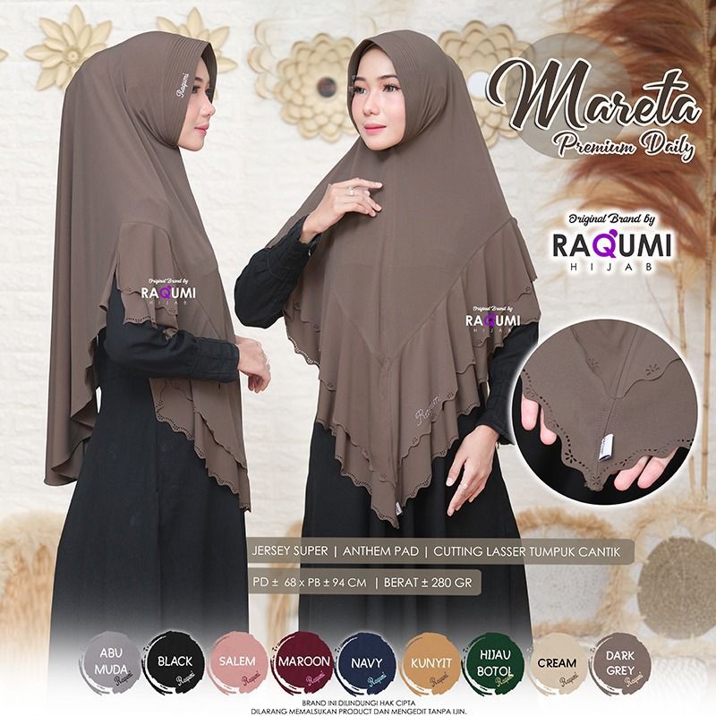 MARETA ORIGINAL RAQUMI HIJAB | KHIMAR JERSEY RAQUMI | KHIMAR JUMBO JERSEY | KHIMAR DARKGREY