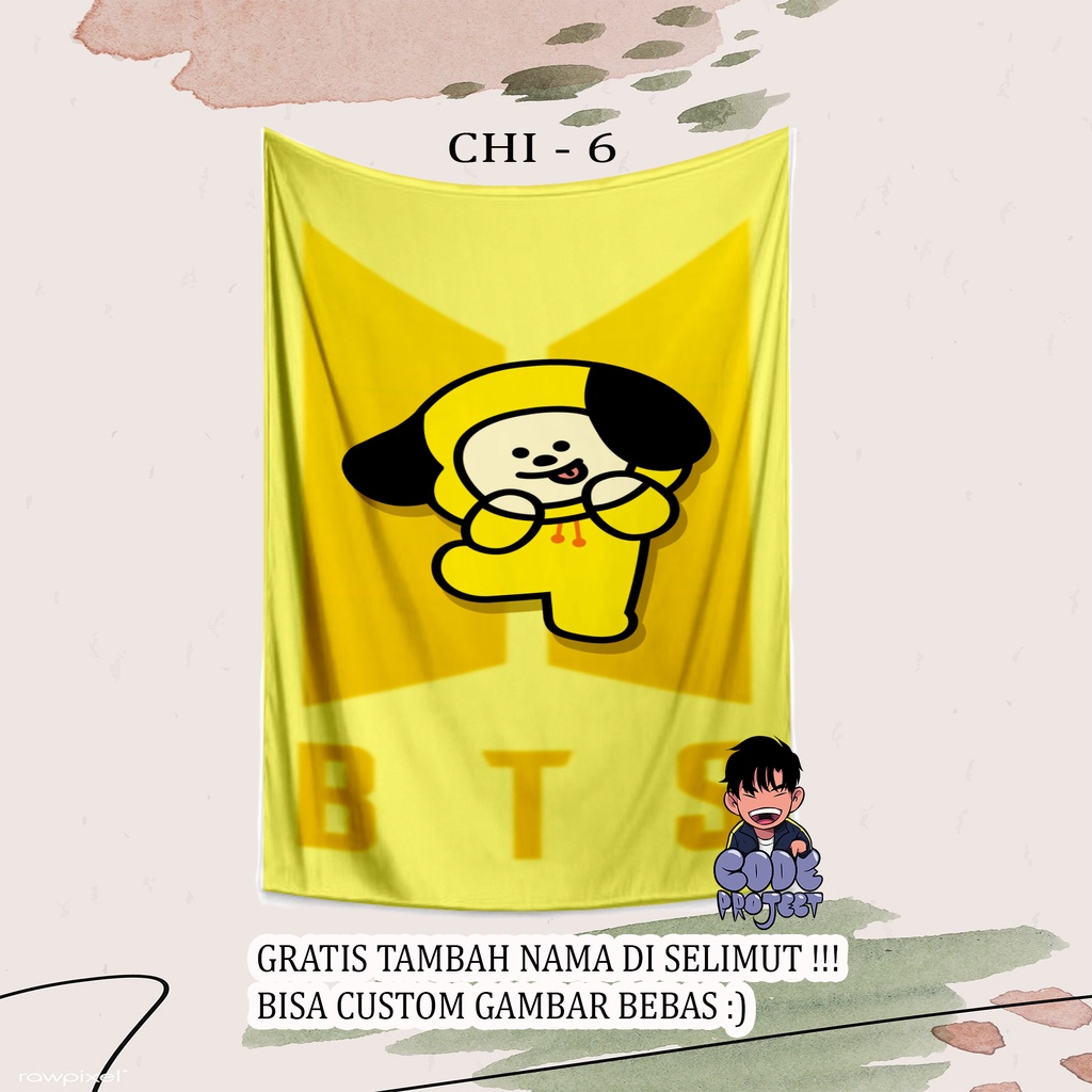 SELIMUT BT 21 CHIMMY - selimut karakter  bts chimmy - custom selimut karakter - custom blanket korea