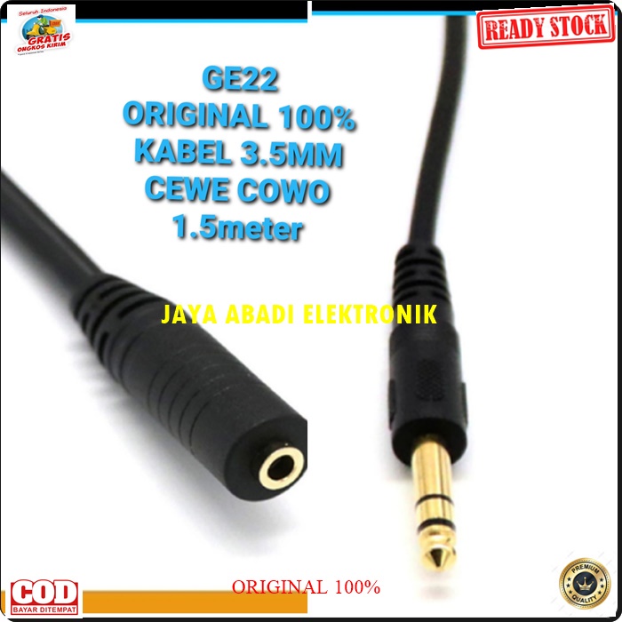 G22 JACK 3.5 MM 3.5MM AUX EXTENSION 1.5 METER CABLE ADAPTER JEK KONEKTOR SAMBUNGAN SPLITER AUDIO SPLITTER SOUND SUARA CONVERTER KONEKTOR MULTI UNIVERSAL MALE FEMALE COWO CEWE Bisa di gunakan segala audio -Jack 3.5mm male to female Kabel aux Audio Ext