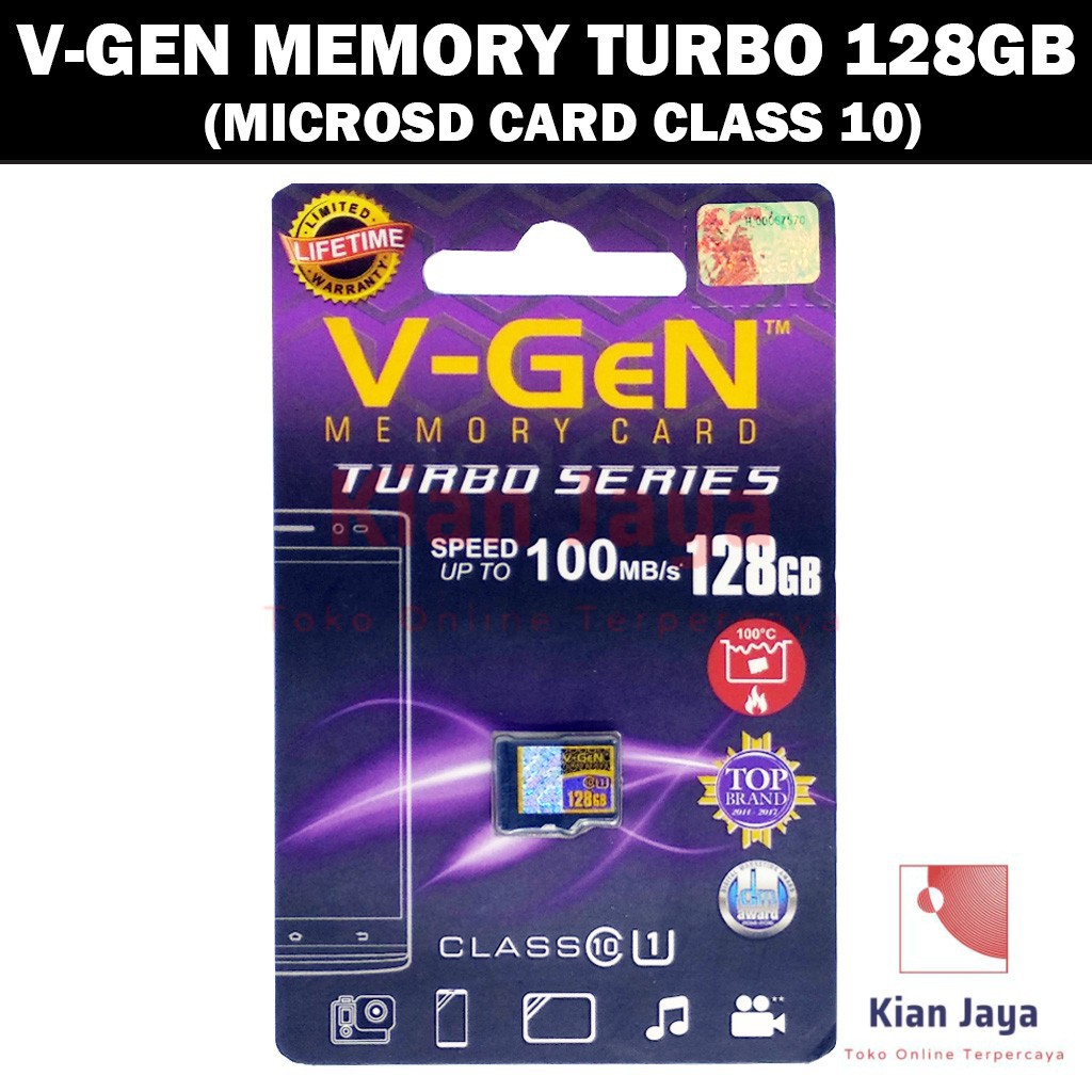 Kartu Memori Microsd Card Vgen 128GB Turbo Series Class 10 Original + Garansi Seumur Hidup