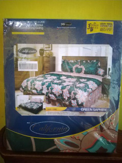 Sprei California 180x200 / 160x200 Motif Green Sapphire - 180 King Size Hijau Bunga - Sp