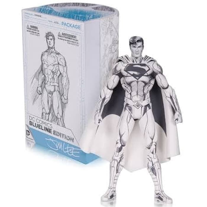 dc blue line comics edition superman black amd white figure