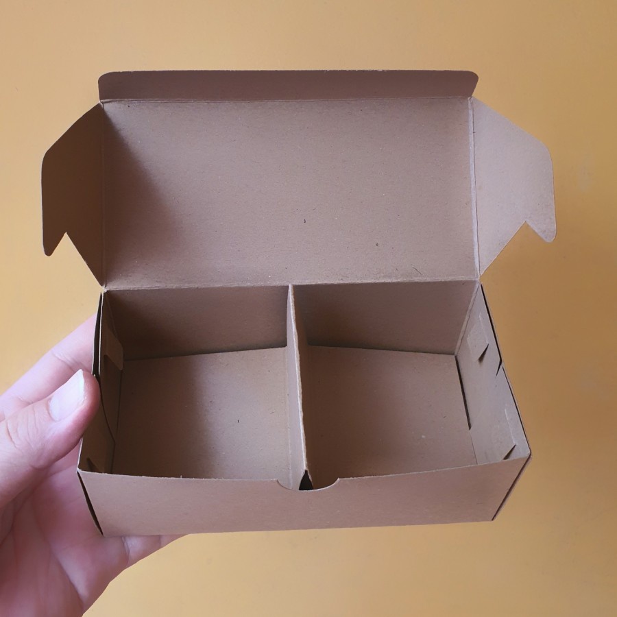 

(12 PCS) mini cake box kotak packaging hampers snack dus donat mini kardus coklat uk.15x7.5x5.5 cm
