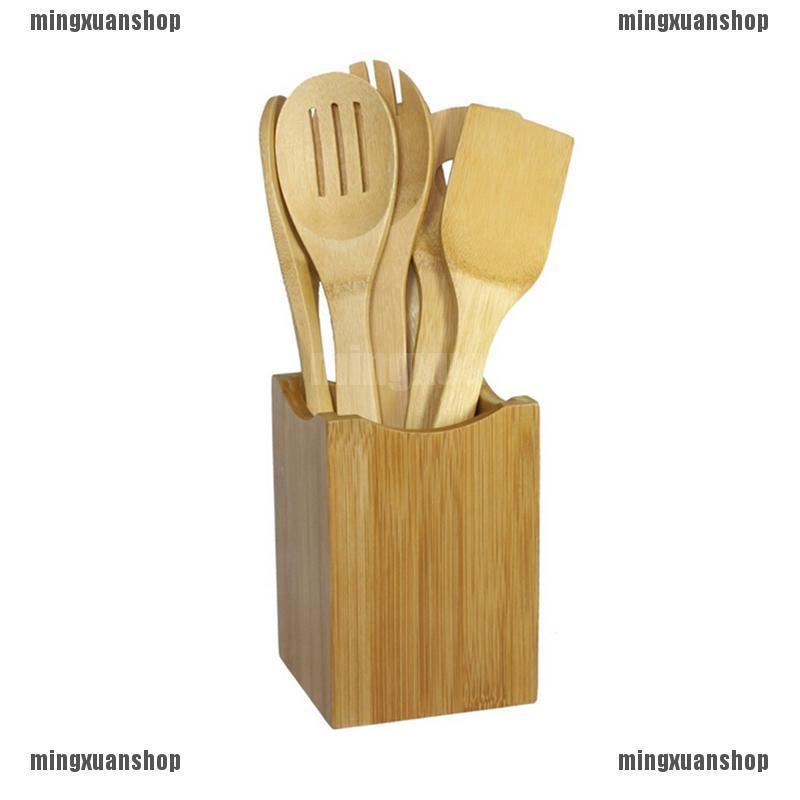 6Pcs Set Sendok  Spatula Bahan Kayu  Bambu untuk Memasak 