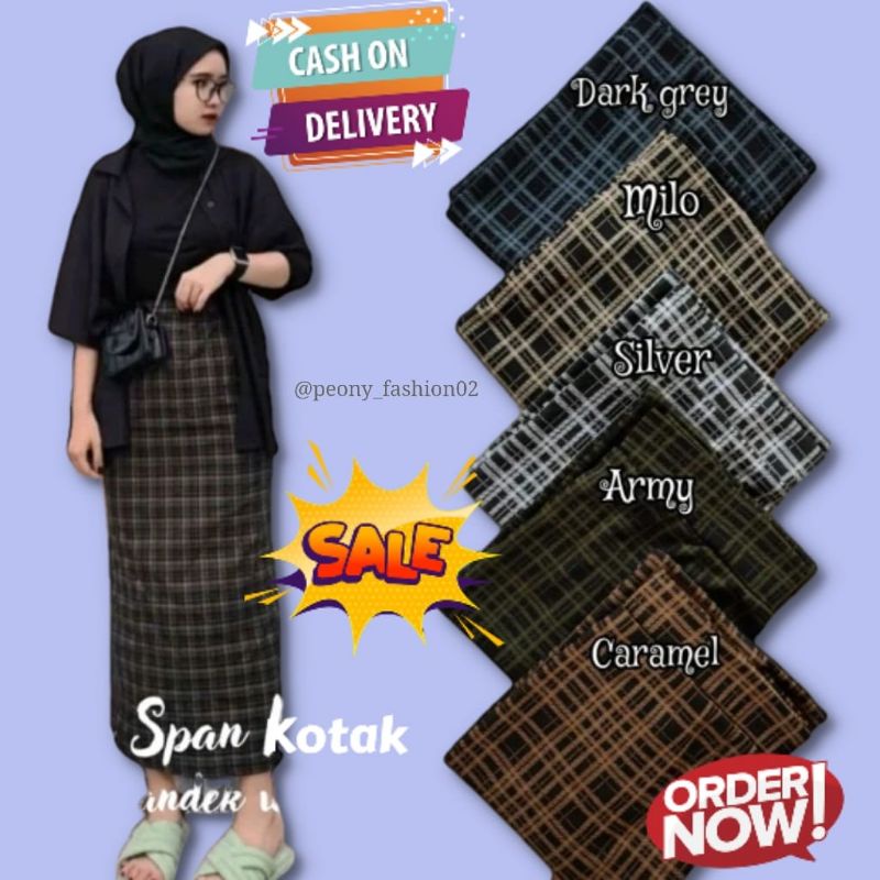 Rok Span TARTAN Korean Style Rok Span Panjang Kotak Kotak