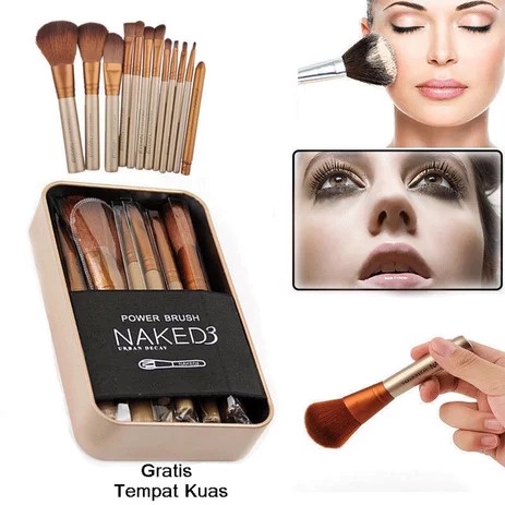 Trend-Kuas Alat Make Up Brush Set 12 in 1 NAKED 3 Murah Import