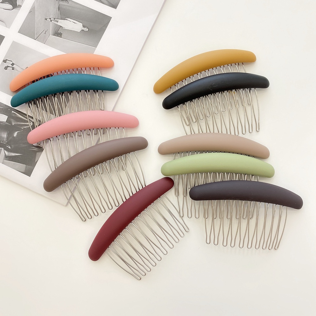 SweetheartHair Comb Bangs Comb Female Ins Style Hair Accessories Korea Frosted Iron Tooth Clip Simple Non-slip Hair Clip Plate Hair Comb Card