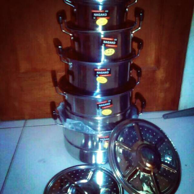Panci NAGAKO Set stainless 10pcs dengan 2 Steamer (KUKUSAN)