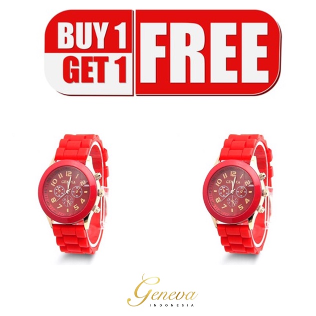 ✅COD Beli 1 GRATIS 1 - Jam Tangan Geneva Rubber Putih