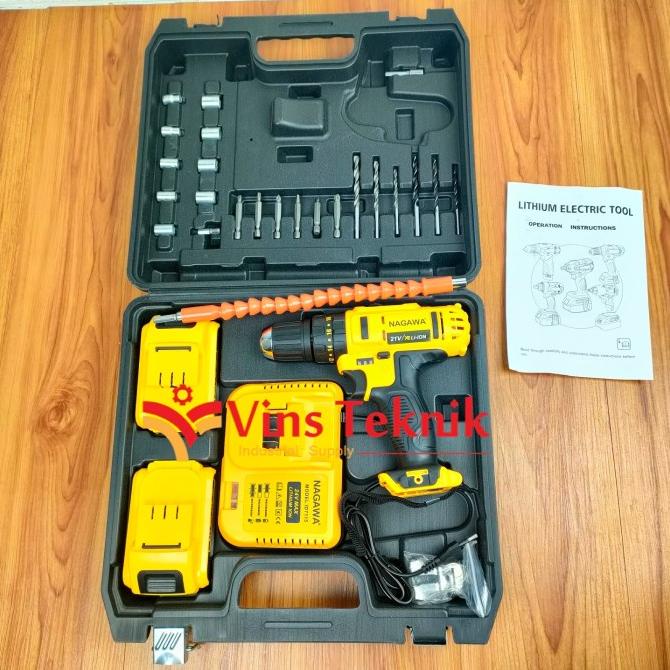 Mesin Bor Baterai 10Mm 21V Nagawa Cordless Drill Termurah