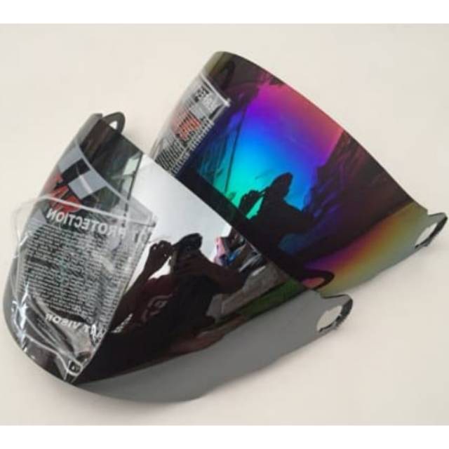 Kaca Helm KYT Vision 1 / 2 Vision / 2 Vista Silver (Chrome) Pelangi (Rainbow) Smoke (Hitam) Bening