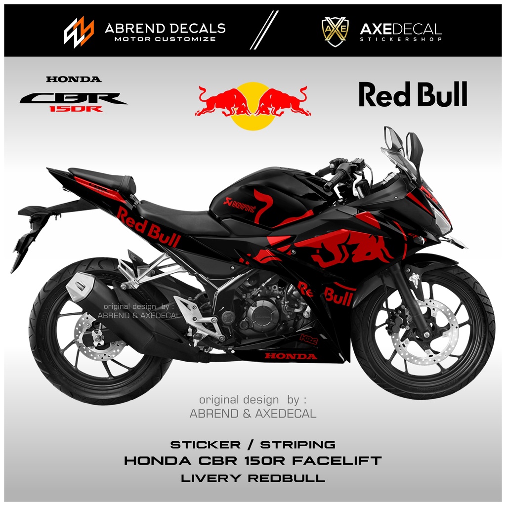 Striping Honda Cbr 150R Facelift Livery Redbull / Stiker Motor Variasi Cbr 150 R Desain Custom / Sto