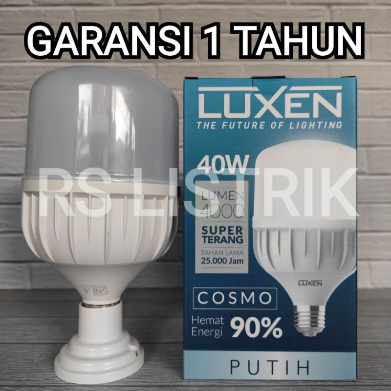 LUXEN COSMO LAMPU BOHLAM LED BULB 40W 40 WATT PUTIH 6500K COOL DAYLIGHT CAPSULE TABUNG