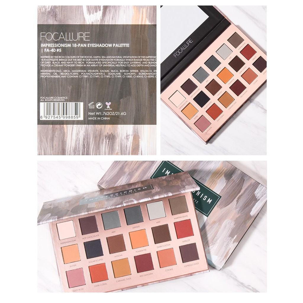 (READY &amp; ORI!) FOCALLURE Impressionism 18 Colors Eyeshadow Pallete With Mirror FA40-5 FA 40