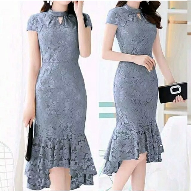 *[RXFK] Dress Casual Brukat Wanita / Dress Elegant Wanita Terbaru / Dress Brukat Wanita Kekinian