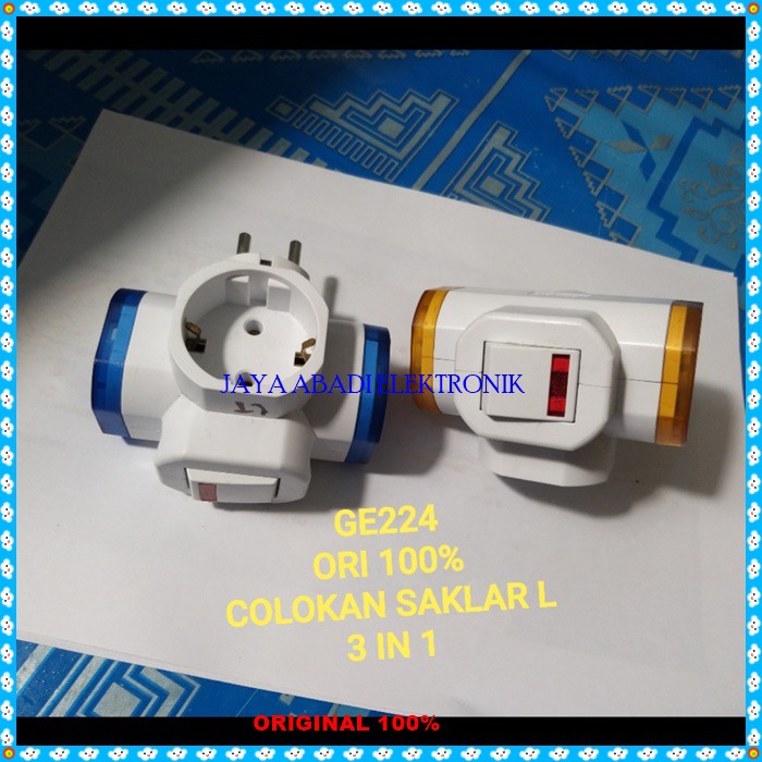 G224 ORIGINAL Colokan listrik kepiting 3 in1 saklar lampu Steker Cabang on off stop kontak