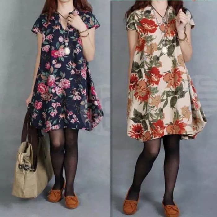 Dress vintage wanita casual/ dress import zanzea /dress big size