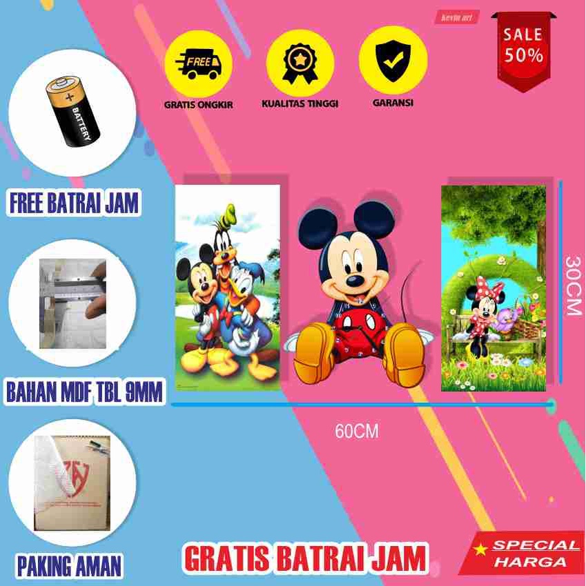 JAM DINDING UNIK KARAKTER MICKEY MOUSE GRATIS HIASAN BESAR TEMPEL TEMBOK 3d DEKORASI DINGDING KAMAR ANAK TERBARU ARTISTIK