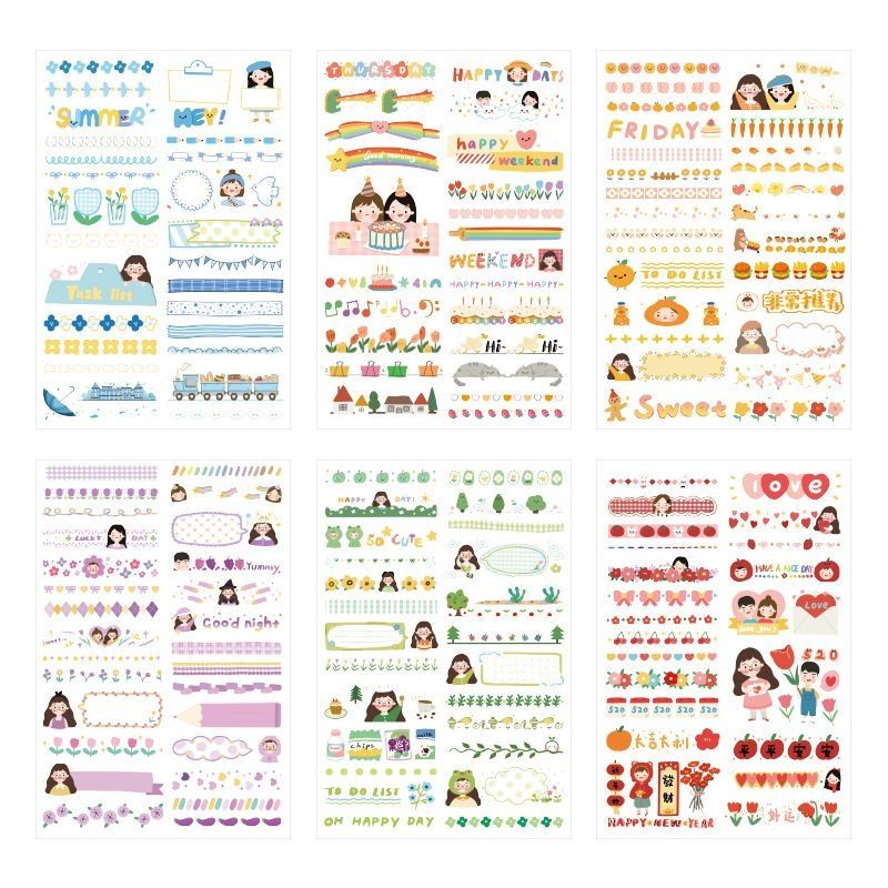 

Floralwhite 6 lembar stiker PET waterproof jurnal dekorasi