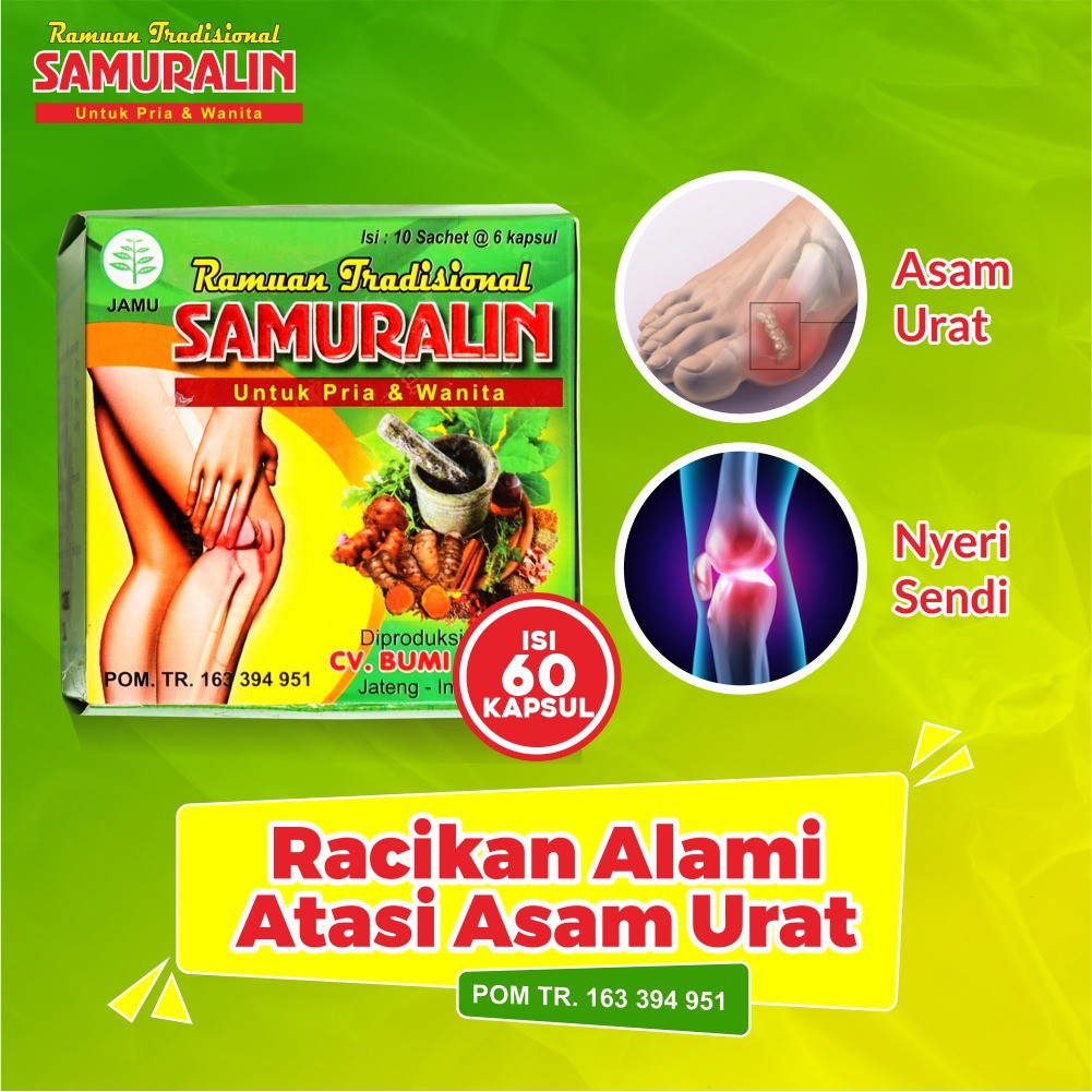 SAMURALIN Obat Herbal Nyeri Sendi Pegal Linu Sakit Pinggang Kesemutan Asam Urat Reumatik  BPOM