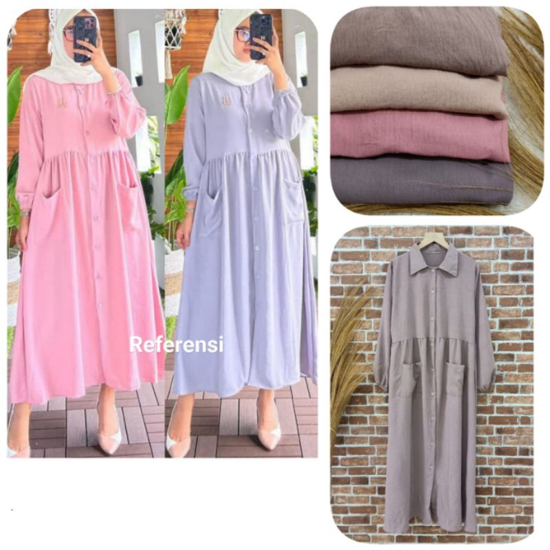 CLARKE Midi Dress Janeeta Poplin Linen